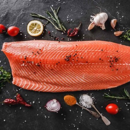 Pacific Salmon Fish Fillets With Skin, Boneless (Frozen, Net Per Kg)