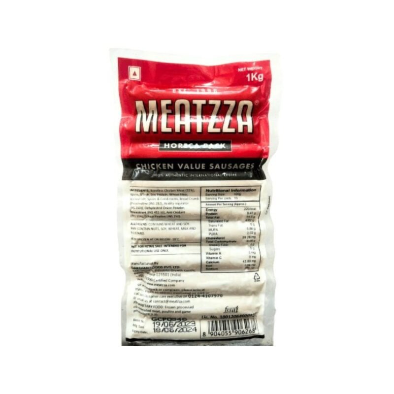 Meatzza Chicken Sausages, 1 Kg Value Pack